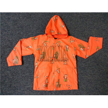 Orange Farbe PU Beschichtung Wasserdichte Regenjacke für Kinder